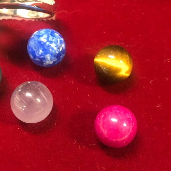 Sterling silver interchangeable marble stone ring - Picture 3 of 11